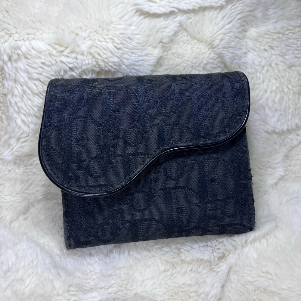 Dior Black Saddle Cloth Wallet